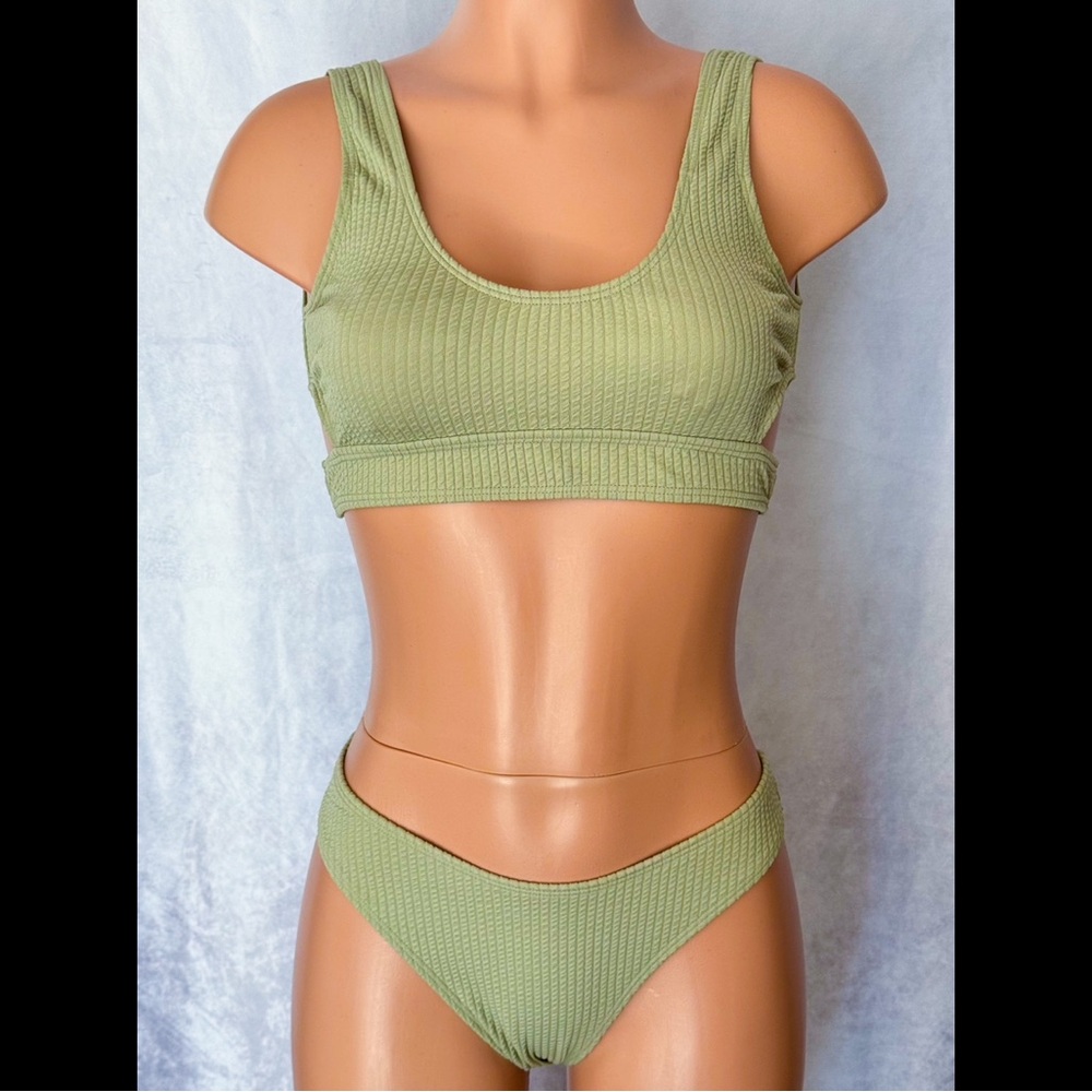 Earthy Green, Hollowed, Bikini Set